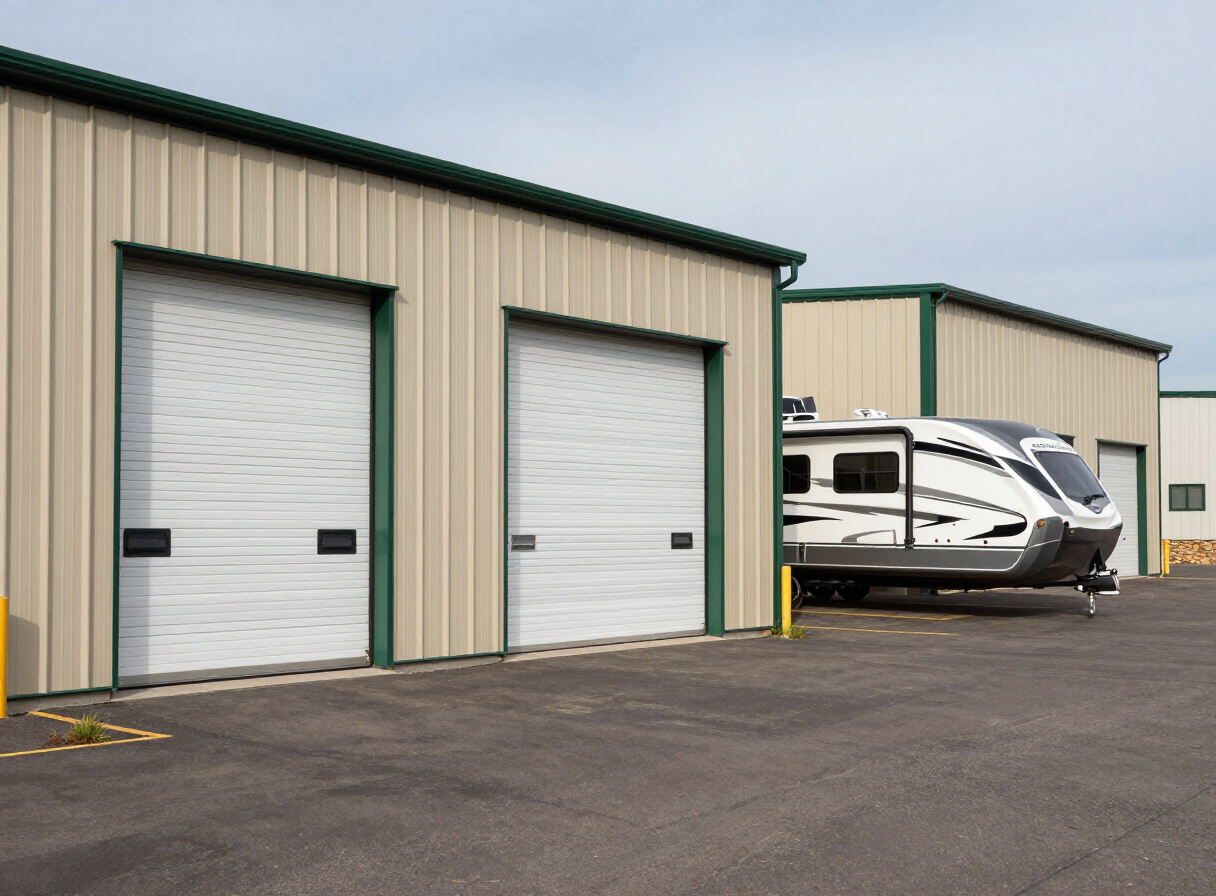 Enclosed drive-up storage buildings