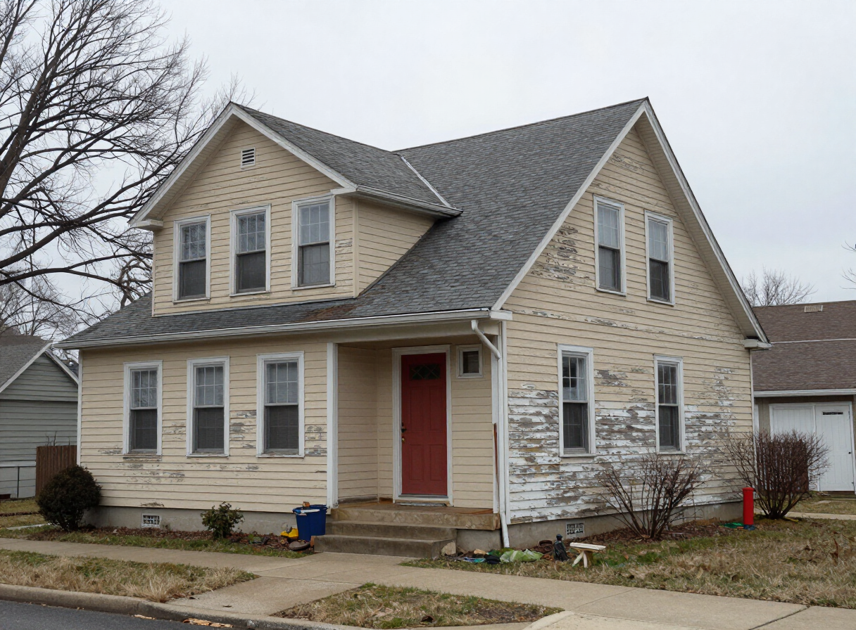 Single-family home exterior before painting in East Rutherford, NJ