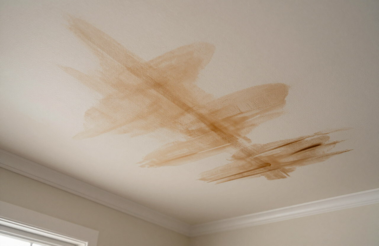 Ceiling with water stains before painting in a Lodi NJ home
