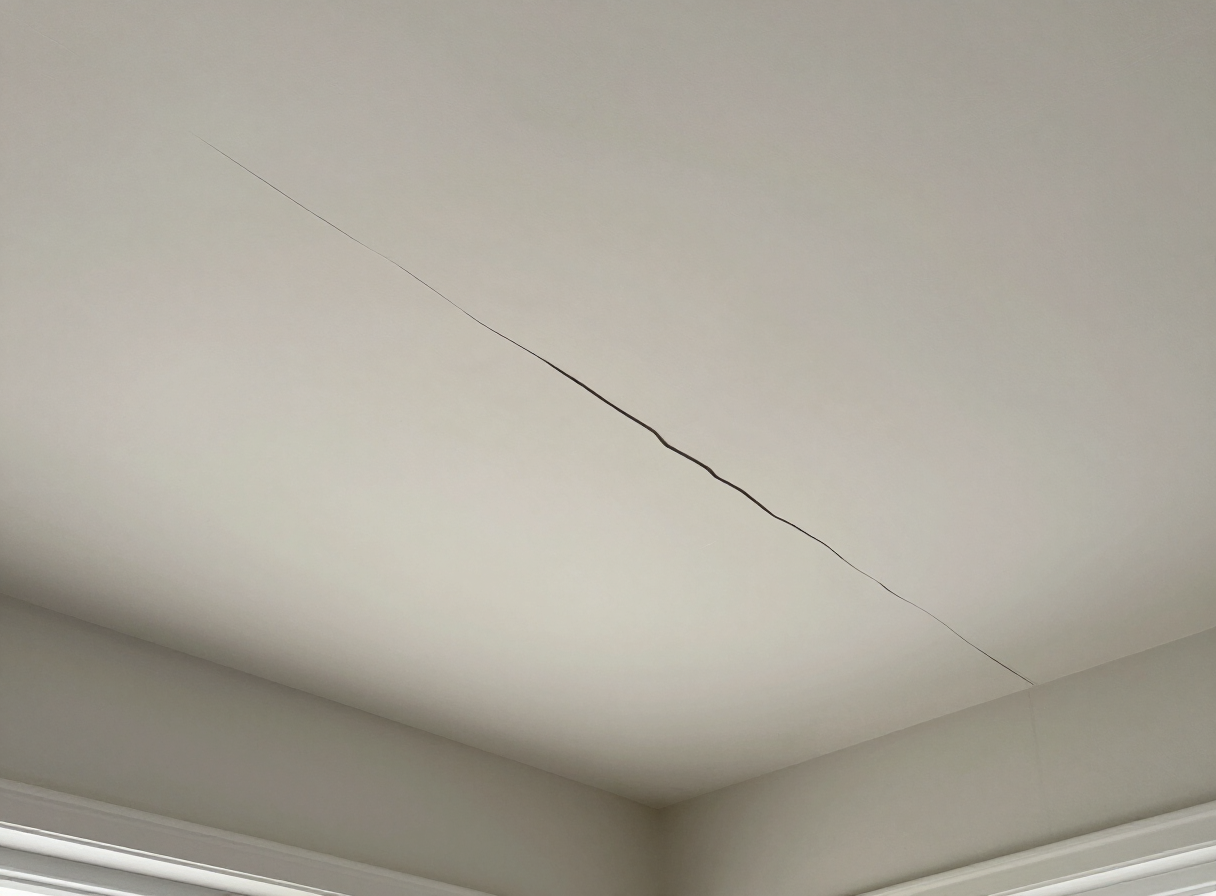 Ceiling crack in an older Weehawken NJ home before repair