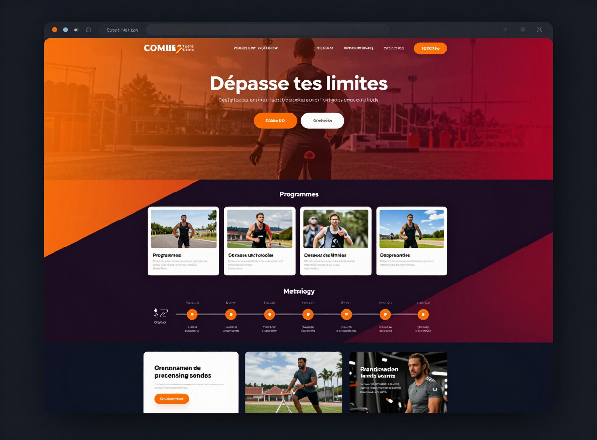 Page d’accueil du site du coach sportif sur ordinateur