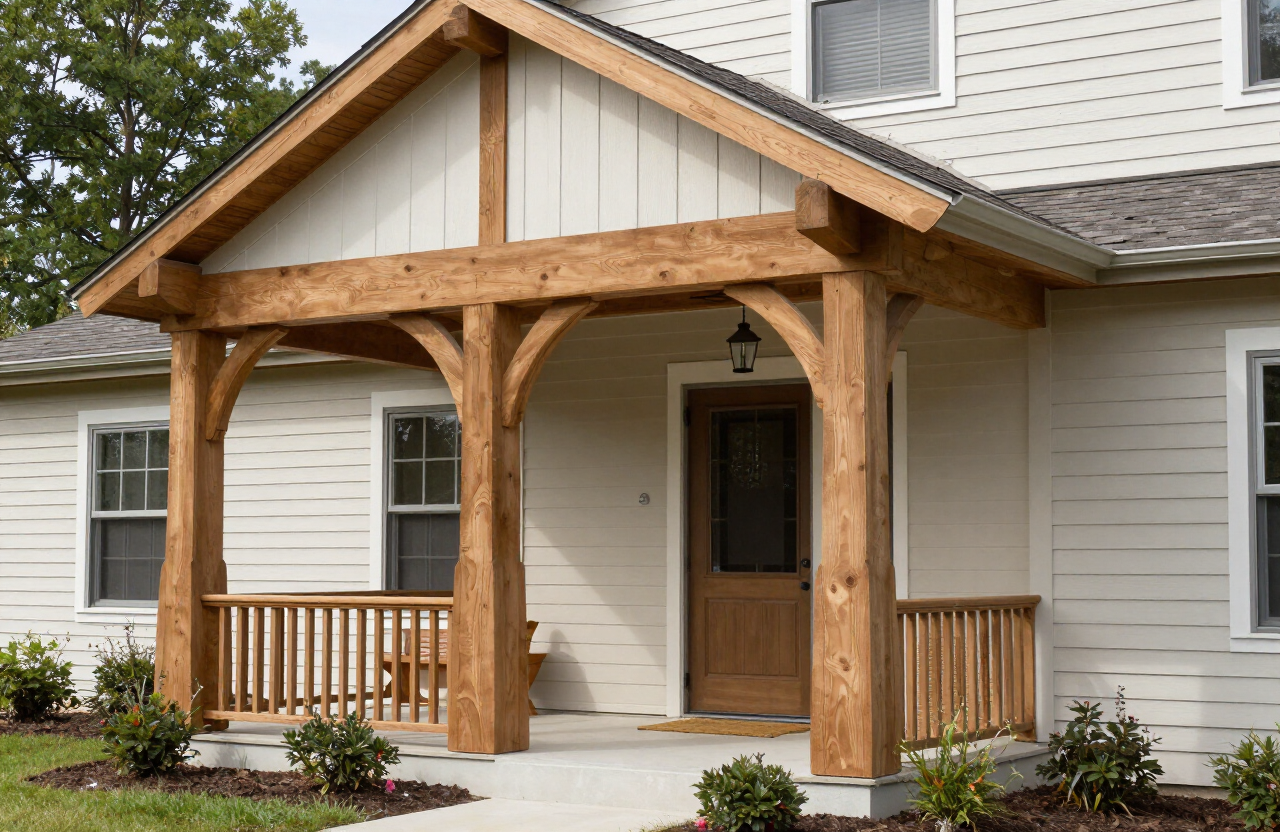 Rutherford NJ Craftsman home with exposed wood rafter tails and tapered porch columns