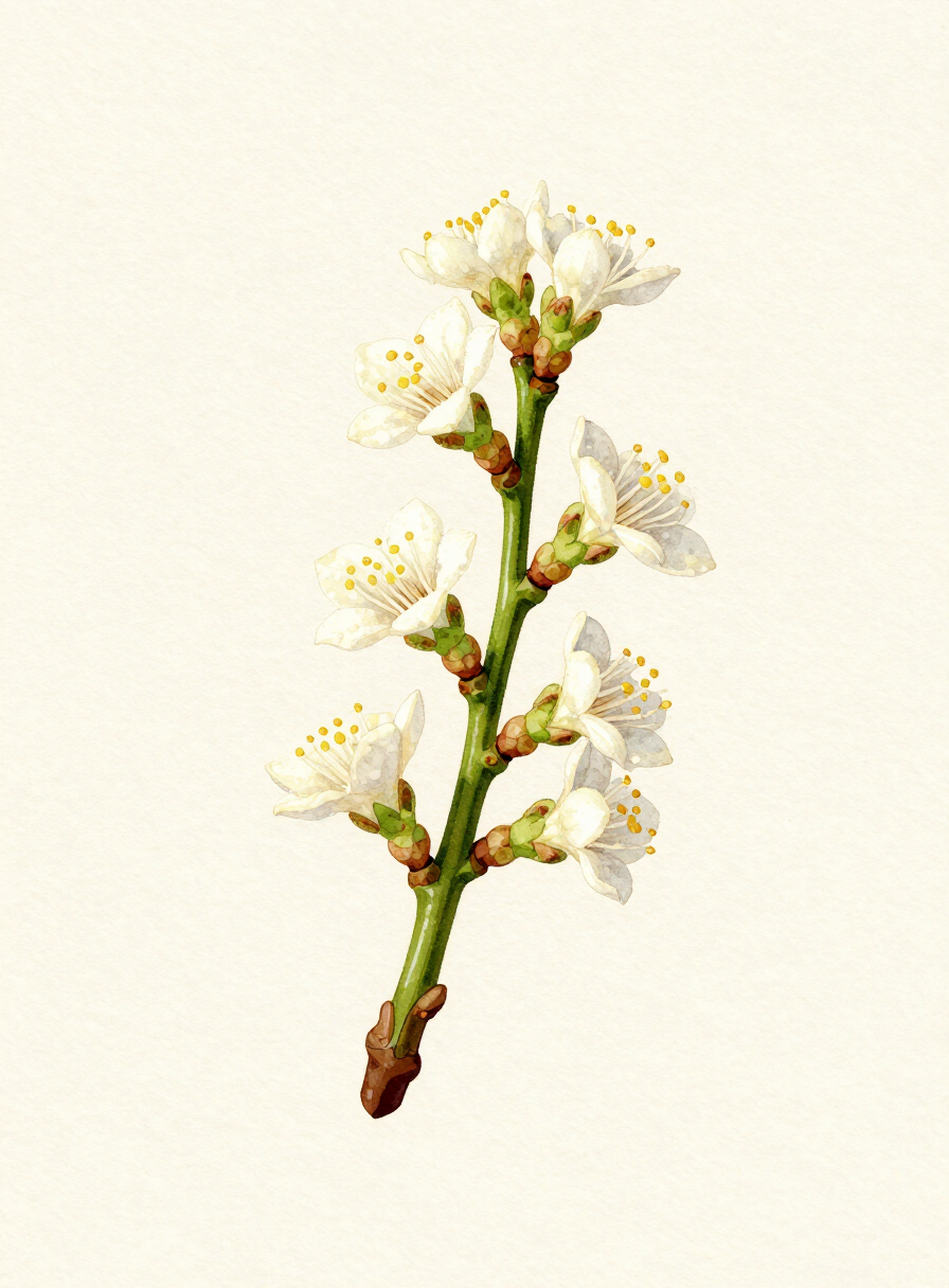 Watercolor painting of a white Orange Blossom
