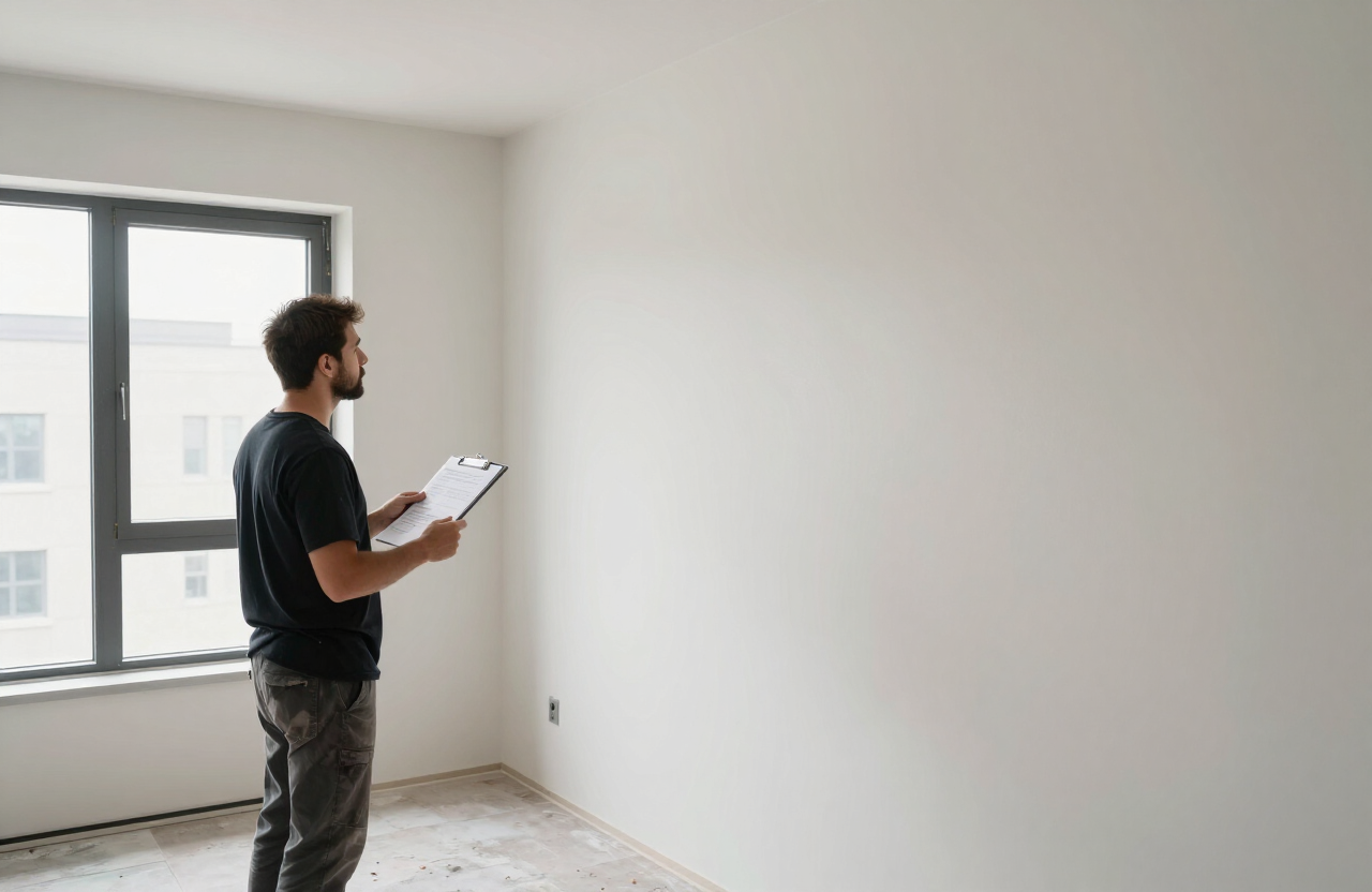 Final walkthrough quality inspection of a freshly painted Secaucus NJ condo interior