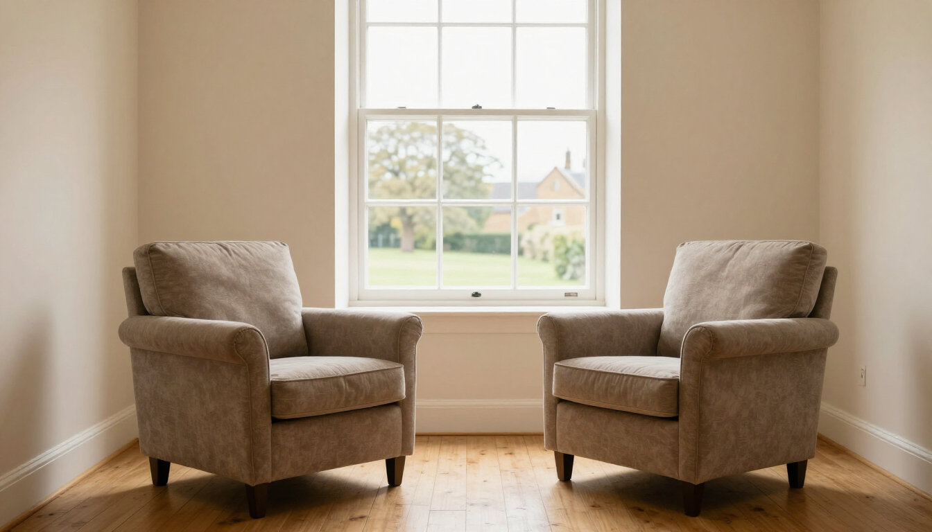 Calm counselling room prepared for family therapy