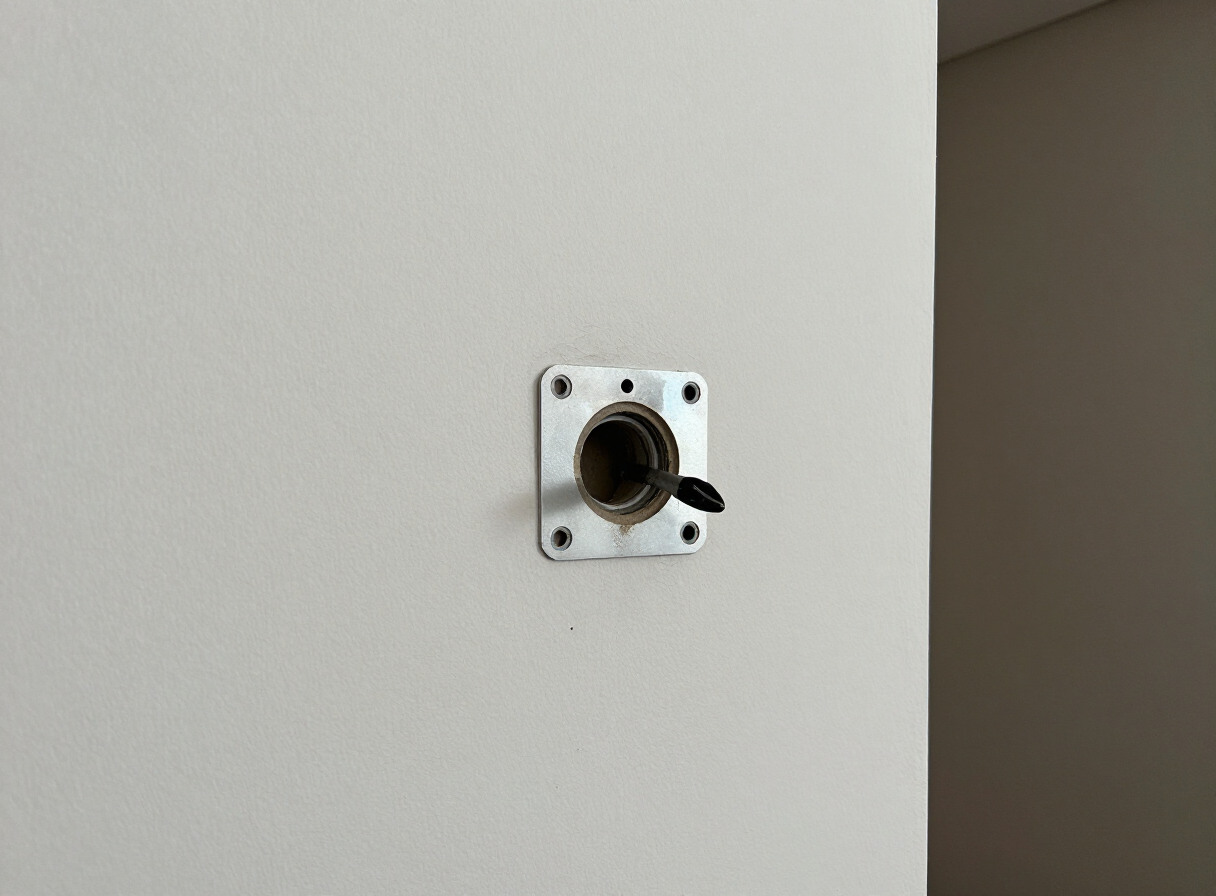 TV-mount hole in a Weehawken NJ apartment wall near Boulevard East before repair