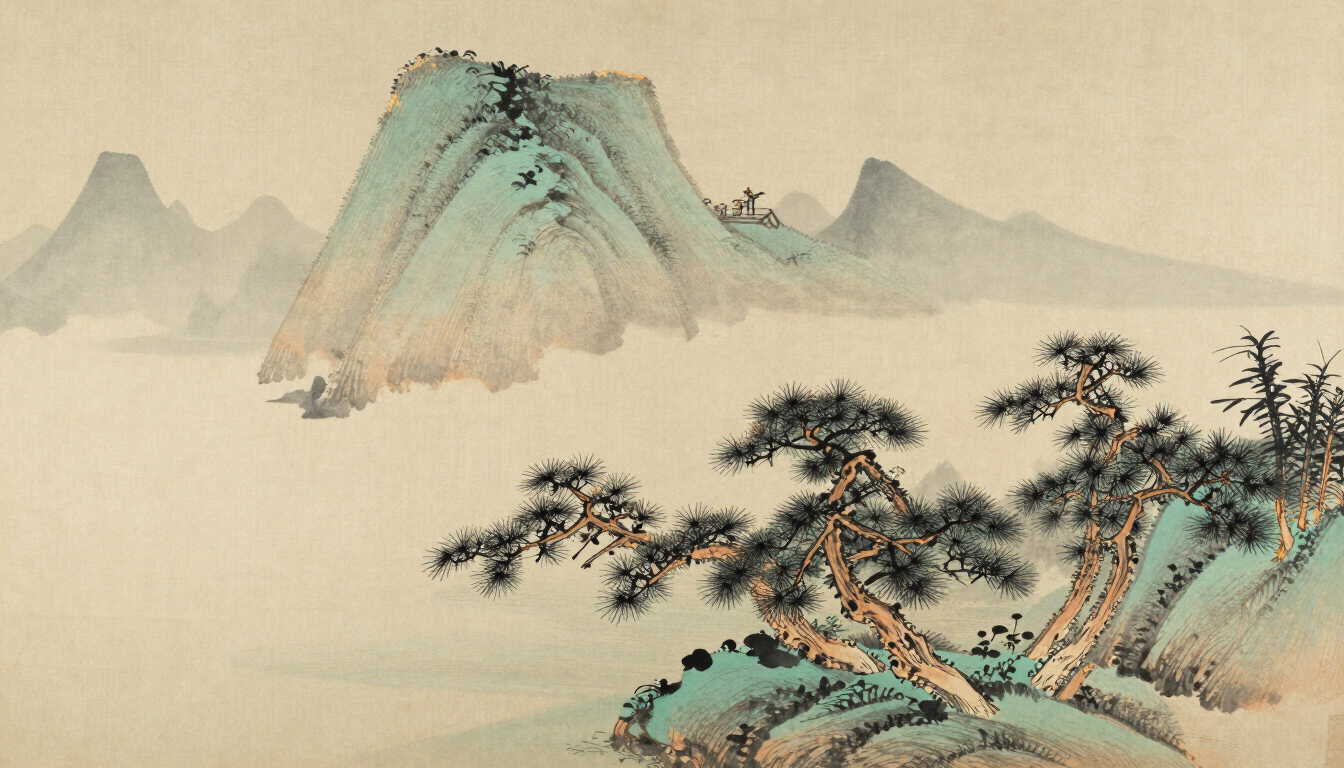 Ink wash mountains