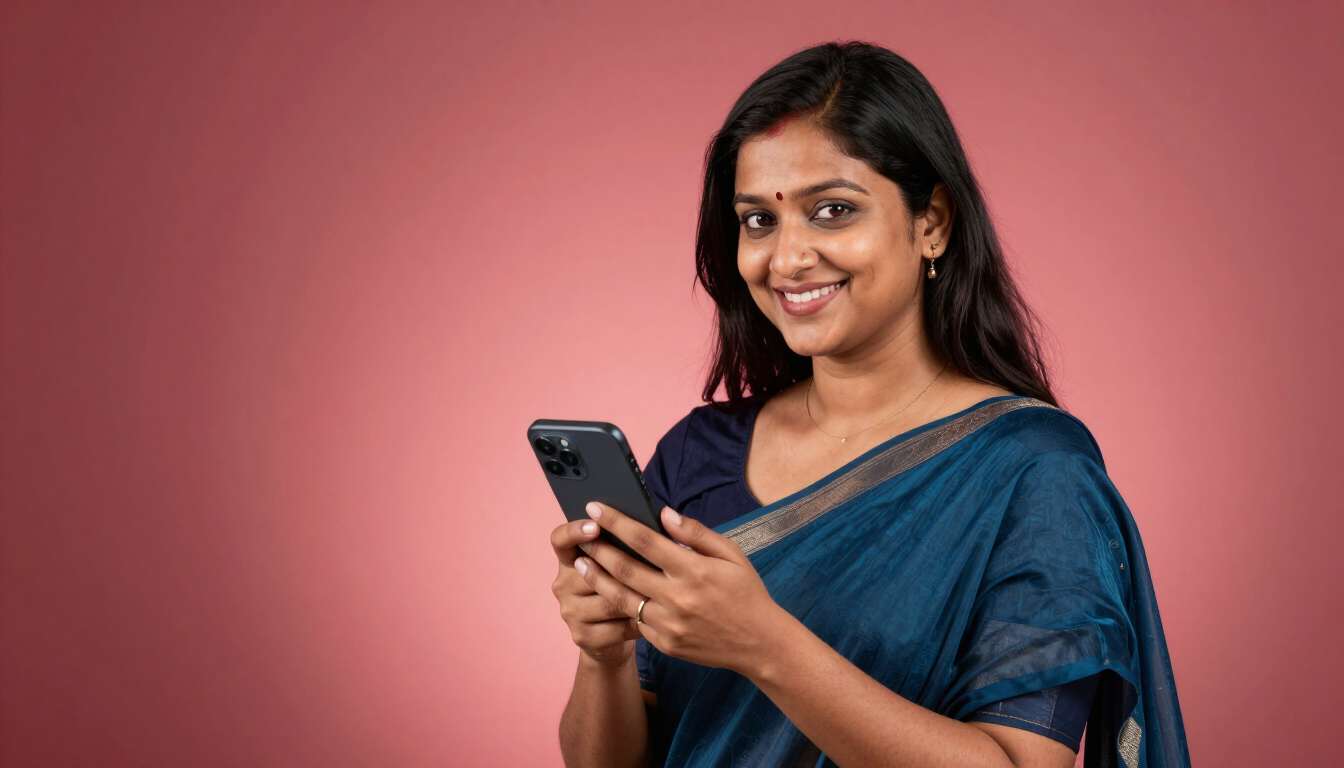 Woman smiling while messaging NARI Health