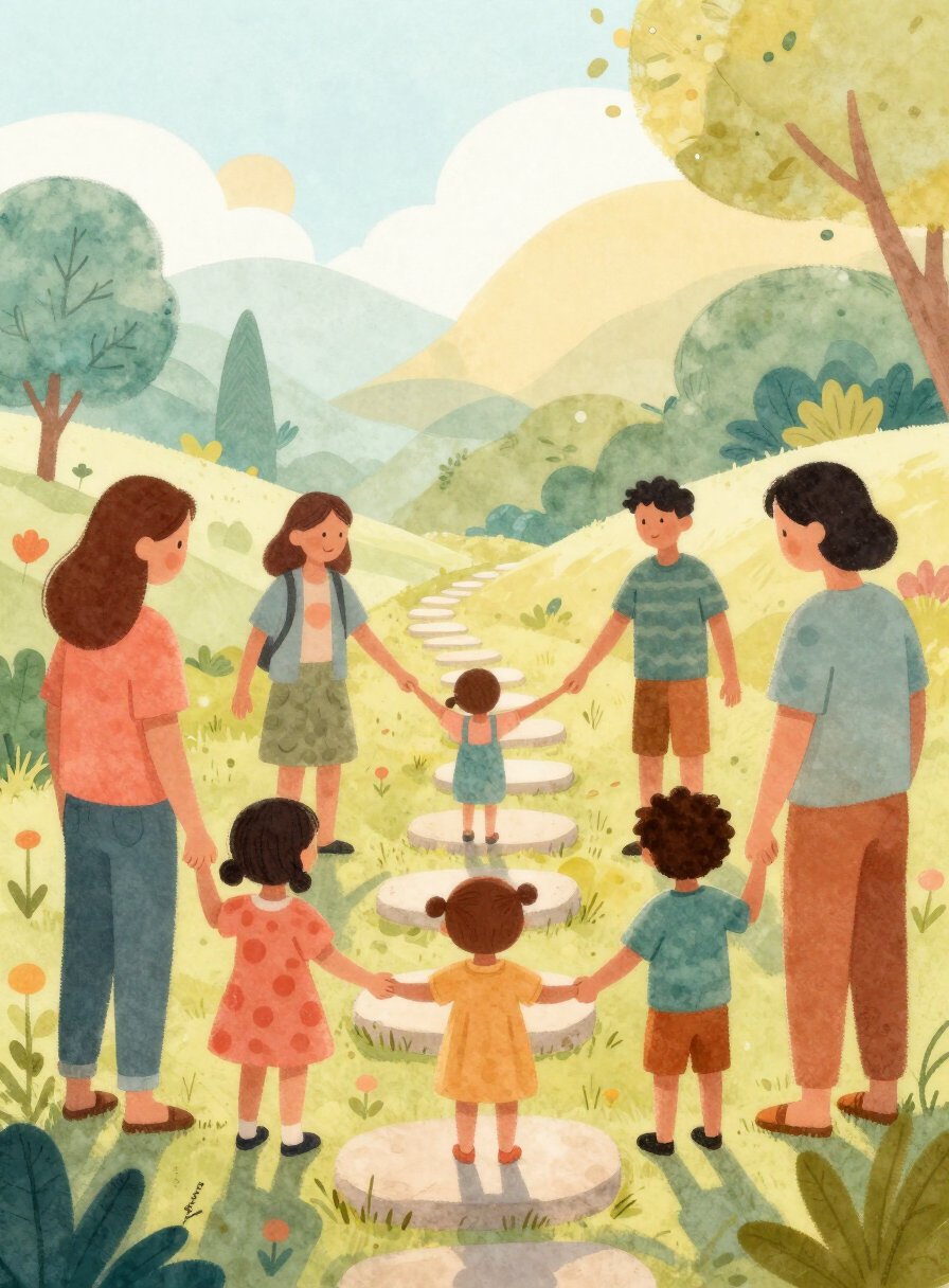 Familias y niños acompañados por adultos en la naturaleza: caminos de apoyo cuando la familia lo necesita