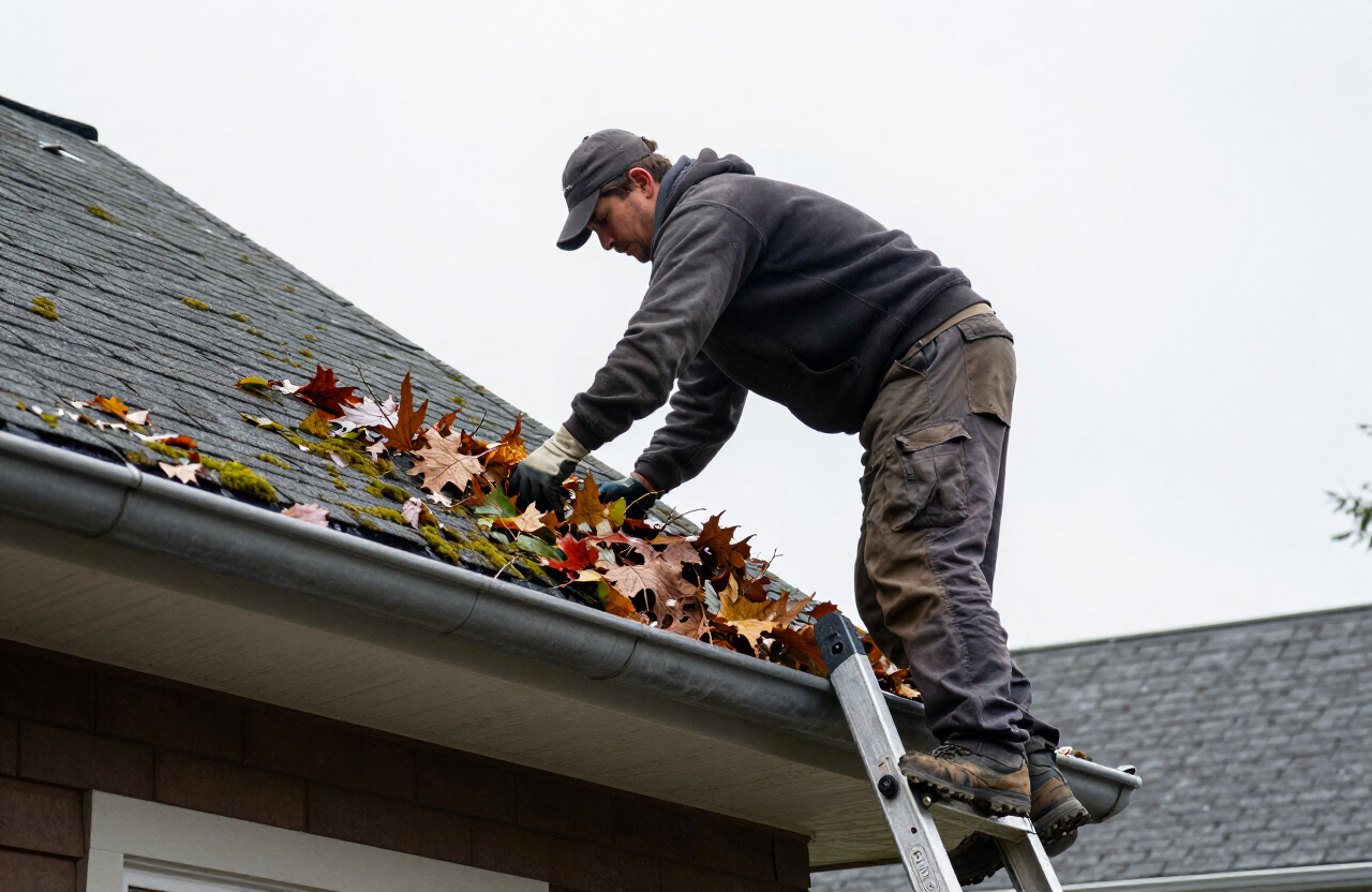 Gutter cleaning on a Pacific Northwest home