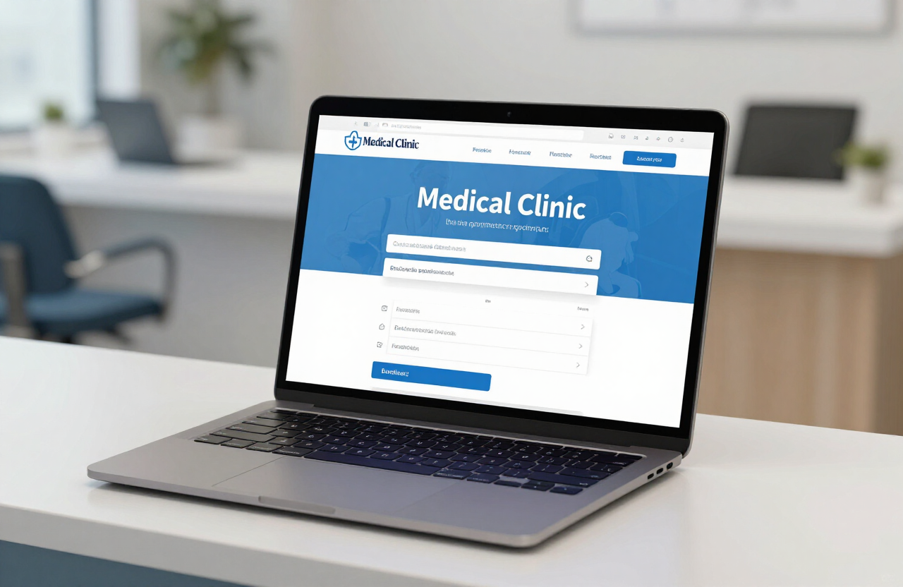 Carepoint Medical website with online booking on a laptop