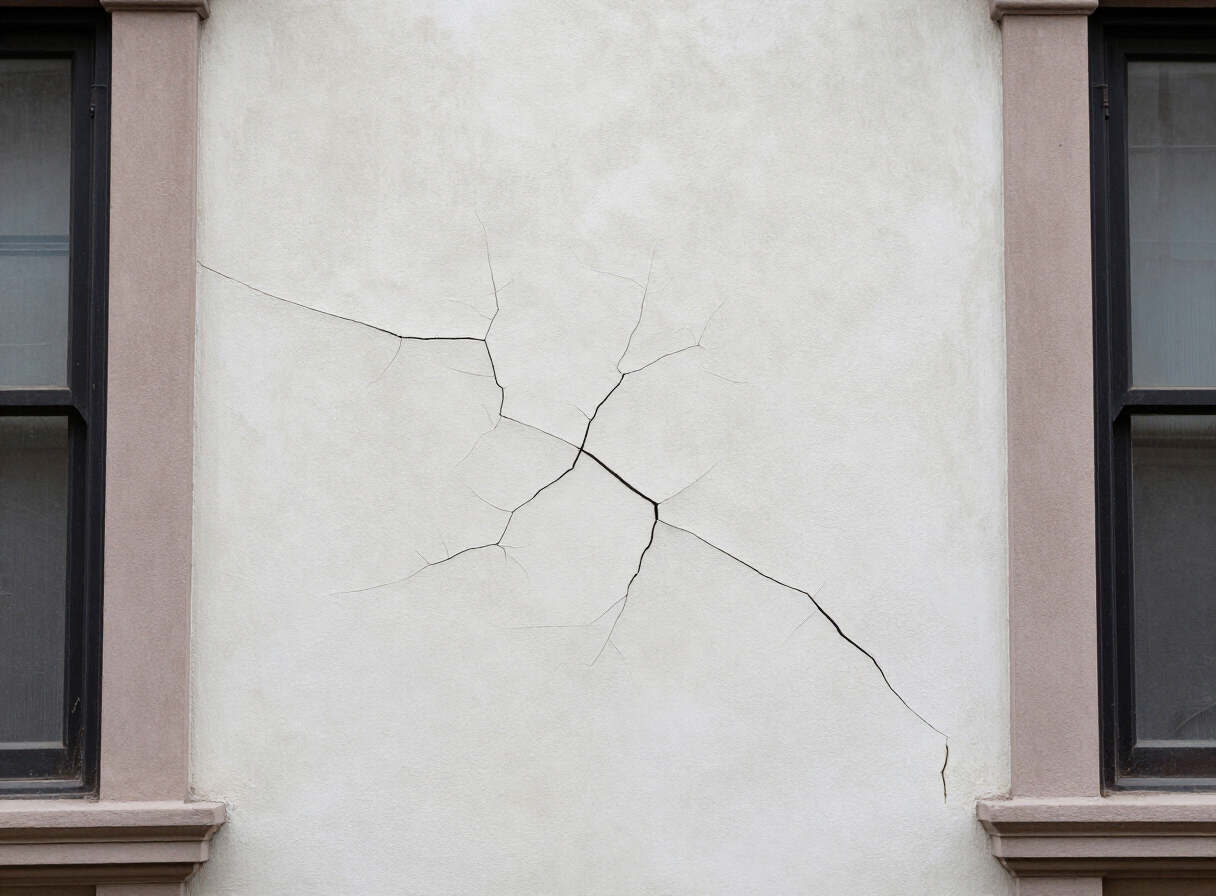 Plaster crack pattern on a wall in an older Hoboken NJ brownstone