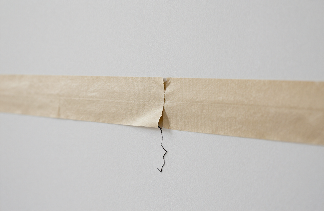 Failed drywall tape — before