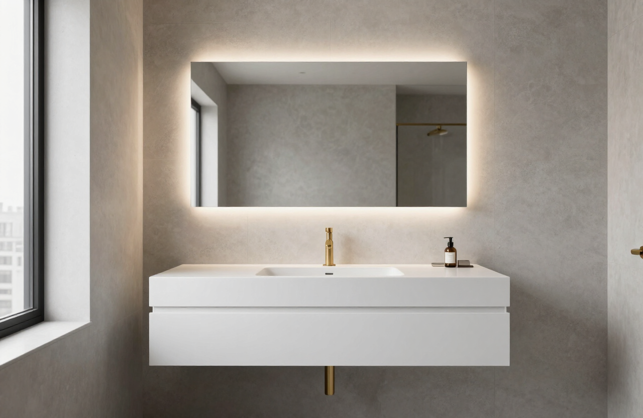 White Void Vanity — Bathroom Vanity by HS Kitchens Studio, Manhattan, NY