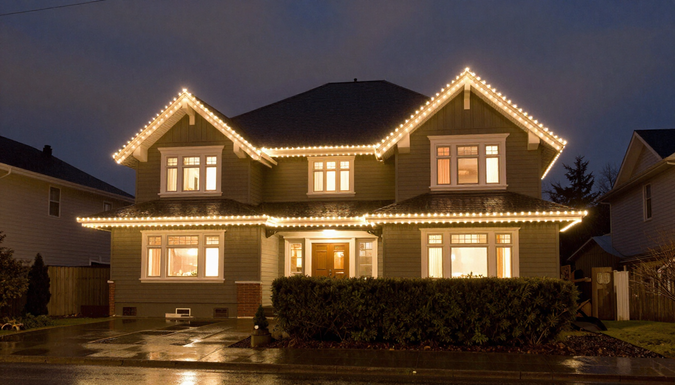 Hanging icicle Christmas lights in Surrey with personalized soffit-mounted lights and expert seasonal crew.