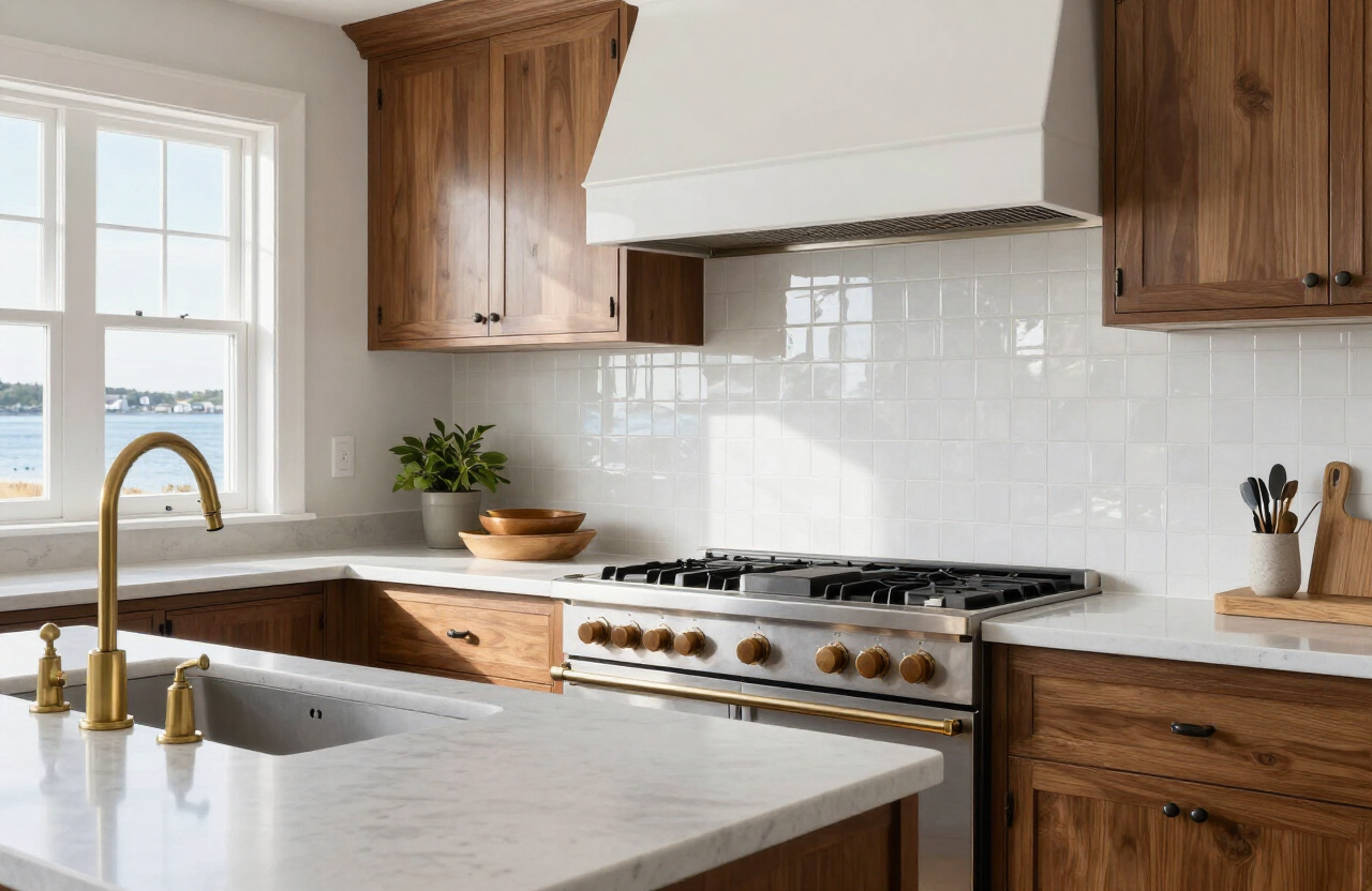 Zellige kitchen range wall