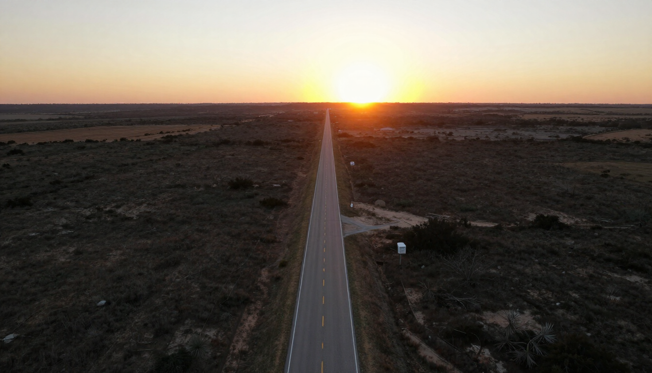 Cleared land at Texas sunset