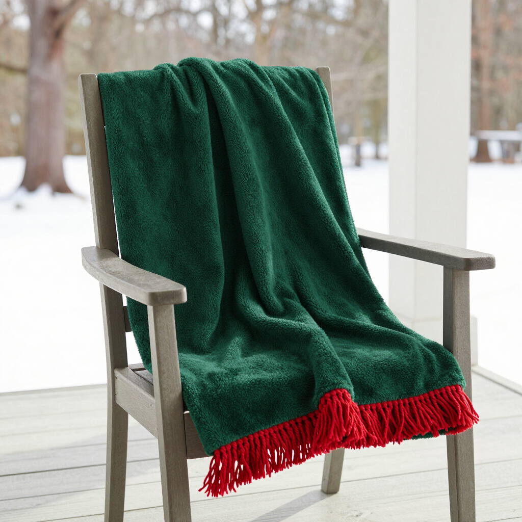 Sherpa Holiday Throw Blanket (Forest Green)