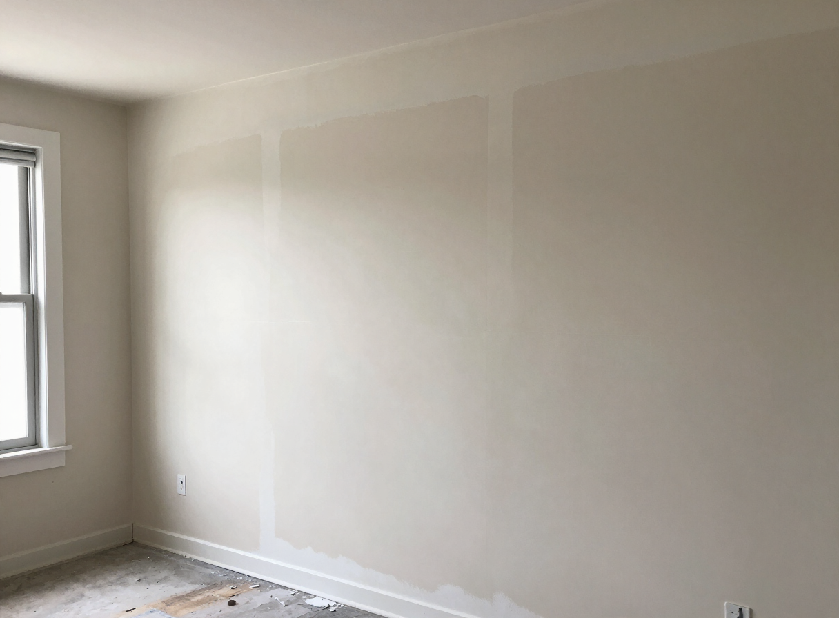 Repaired and freshly painted apartment wall in a West New York NJ multifamily building by Hudson Line Painters