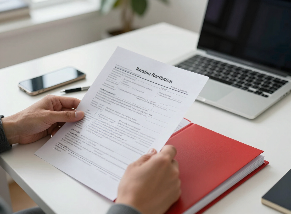 Reviewing tax documents at a desk