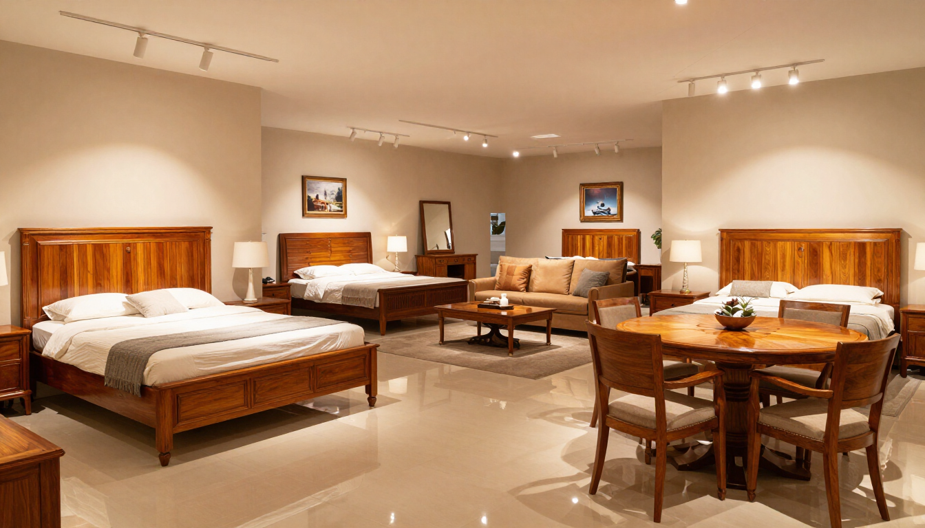 Shri Balaji Furniture showroom interior in Chhatarpur