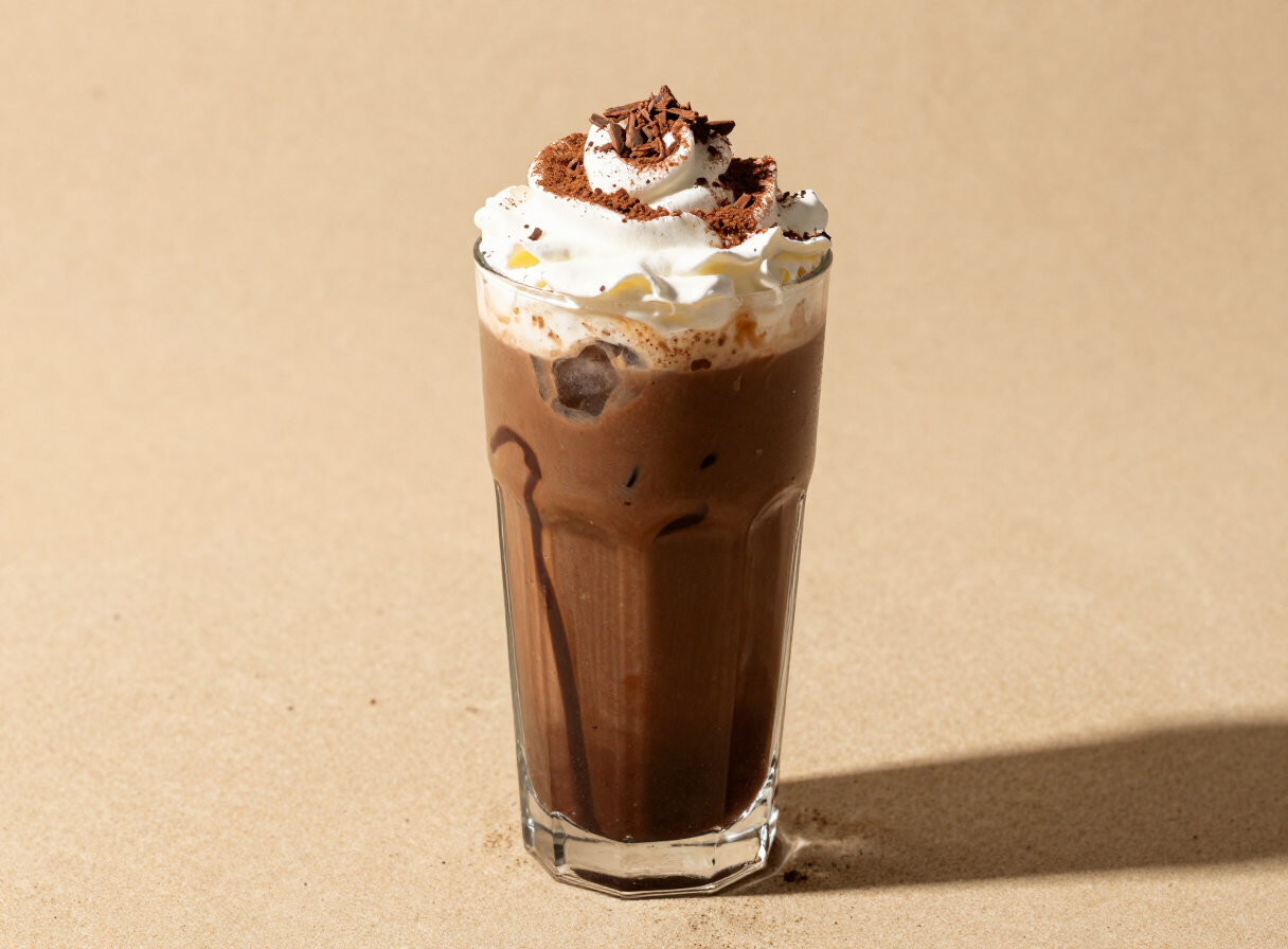Katapult Mocha iced cold brew with chocolate syrup, milk, whipped cream and chocolate shavings