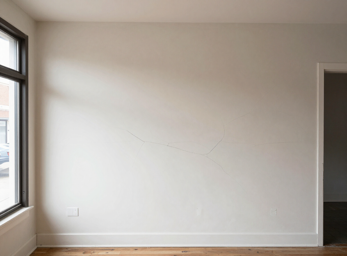 Interior wall of a residential apartment above a Main Street storefront in Ridgefield Park NJ before plaster repair