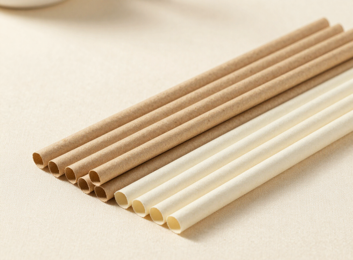 Paper straw kraft dan cream warna alami