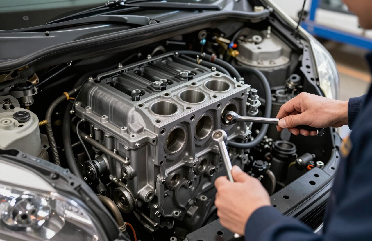 Reconditioned small Ford diesel engine components