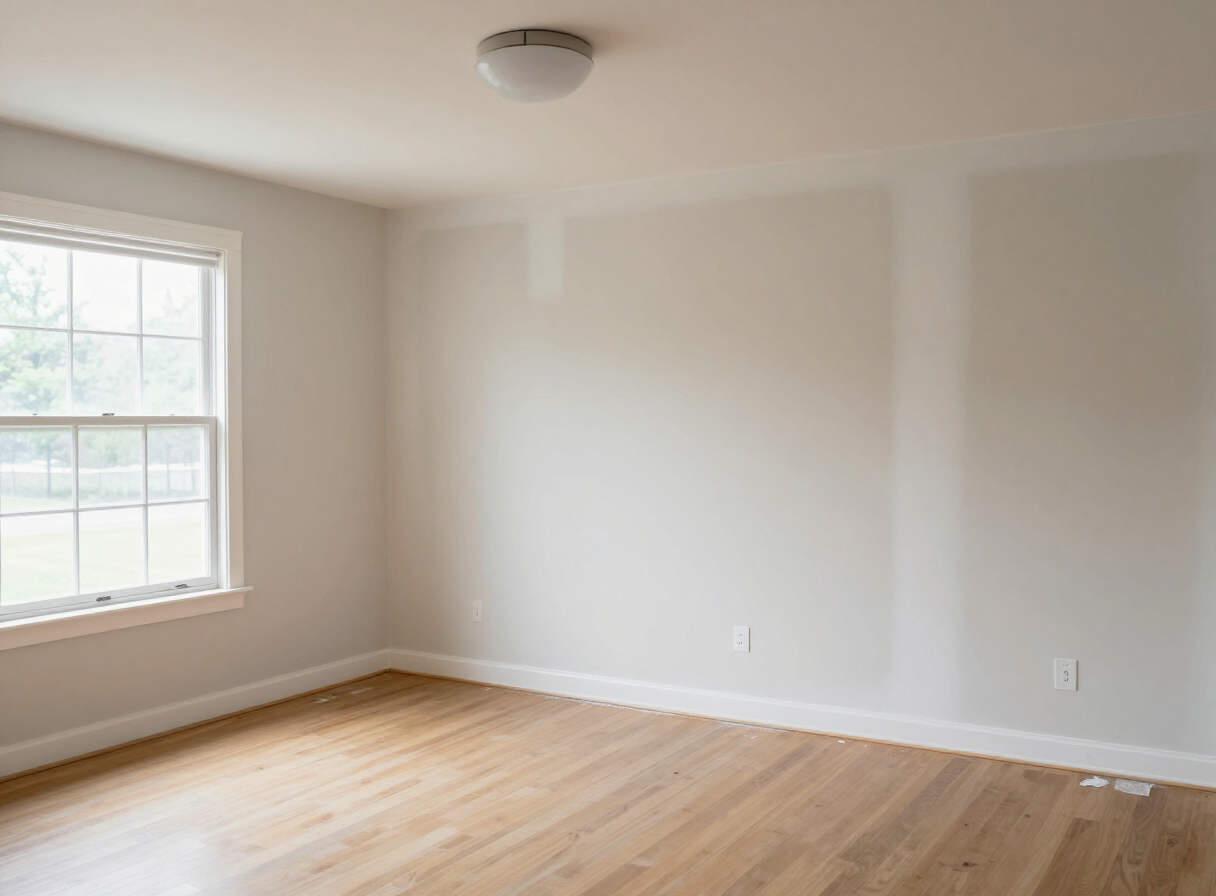 Finished living room in a Ridgefield Park NJ home after drywall repair and interior painting