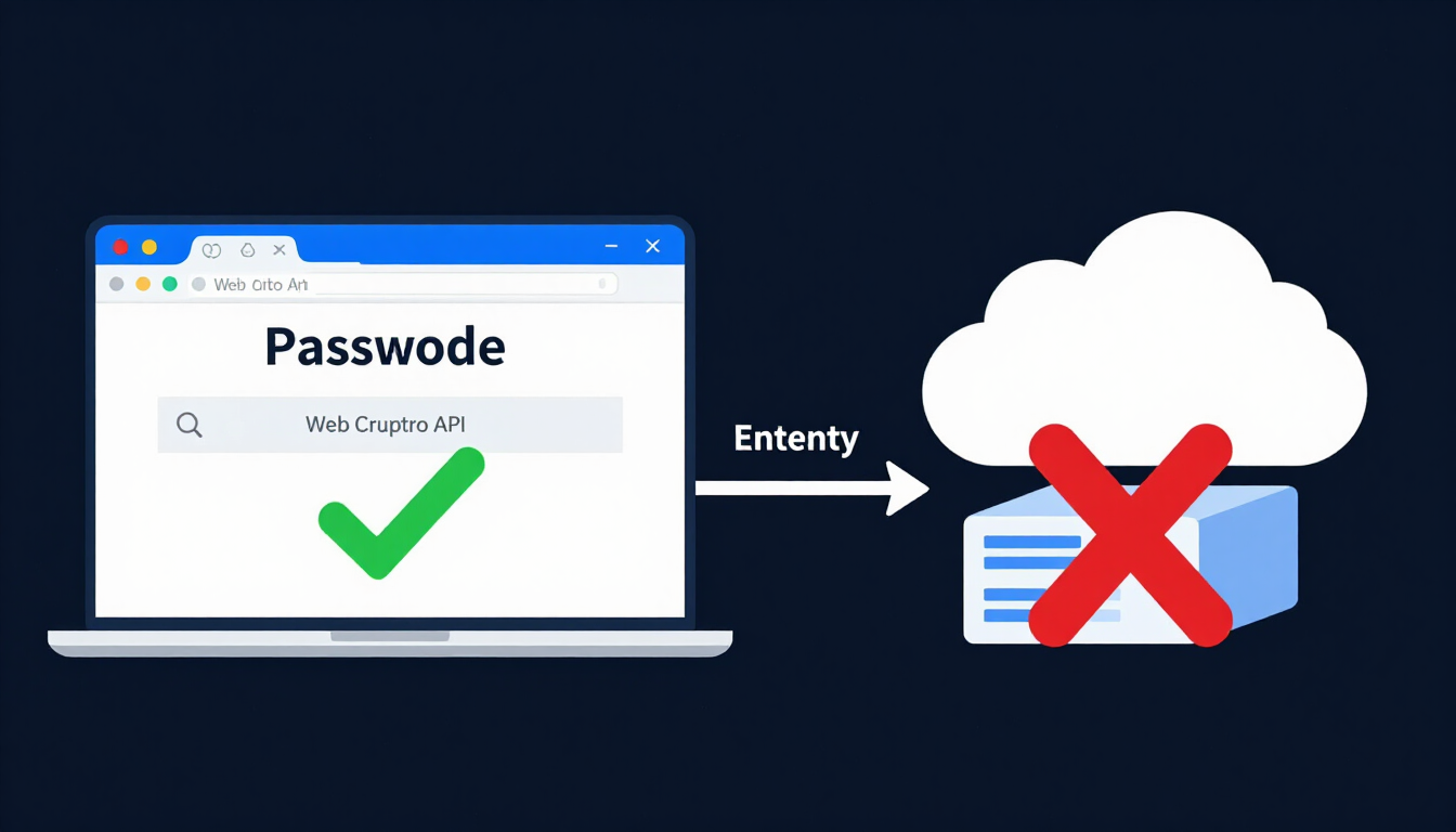 how a client-side password generator uses the Web Crypto API to create password secrets locally