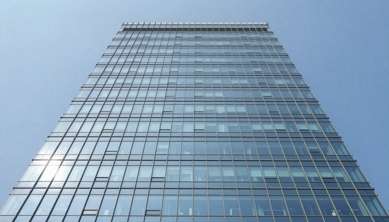 Modern Grade-A office tower glass facade in Gurugram Cyber City