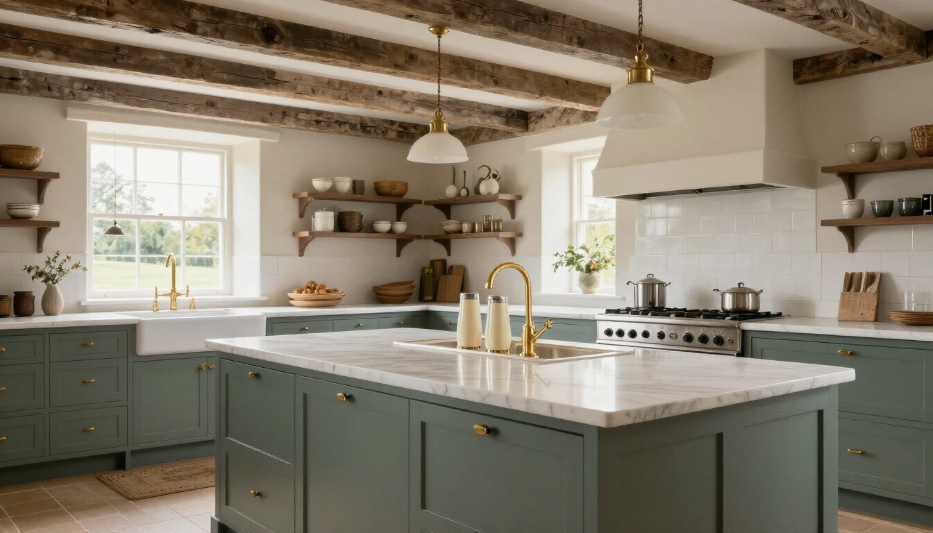 Cream Shaker & Sage — Kitchen by HS Kitchens Studio, Surrey