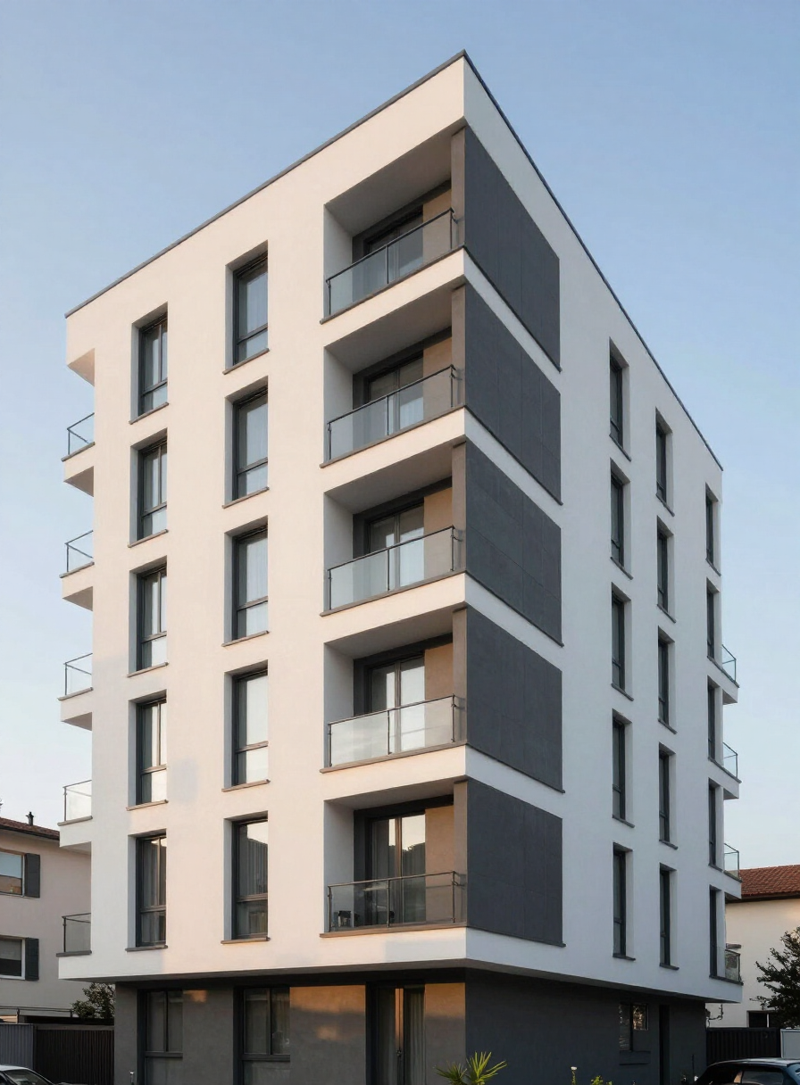 Edificio residenziale moderno completato a Milano con facciata bianca e antracite