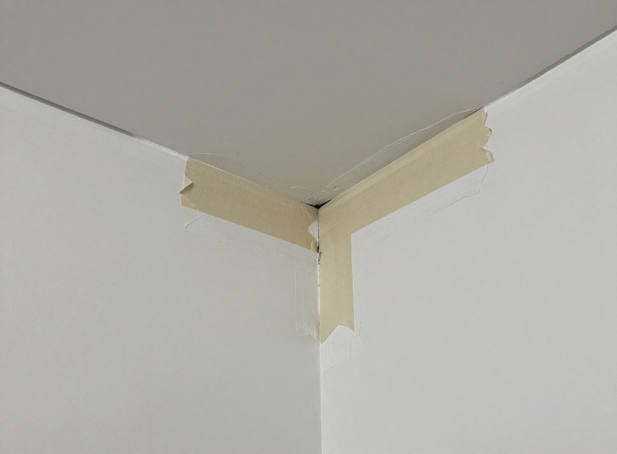 Failed drywall tape seam in an older Union City NJ apartment before repair