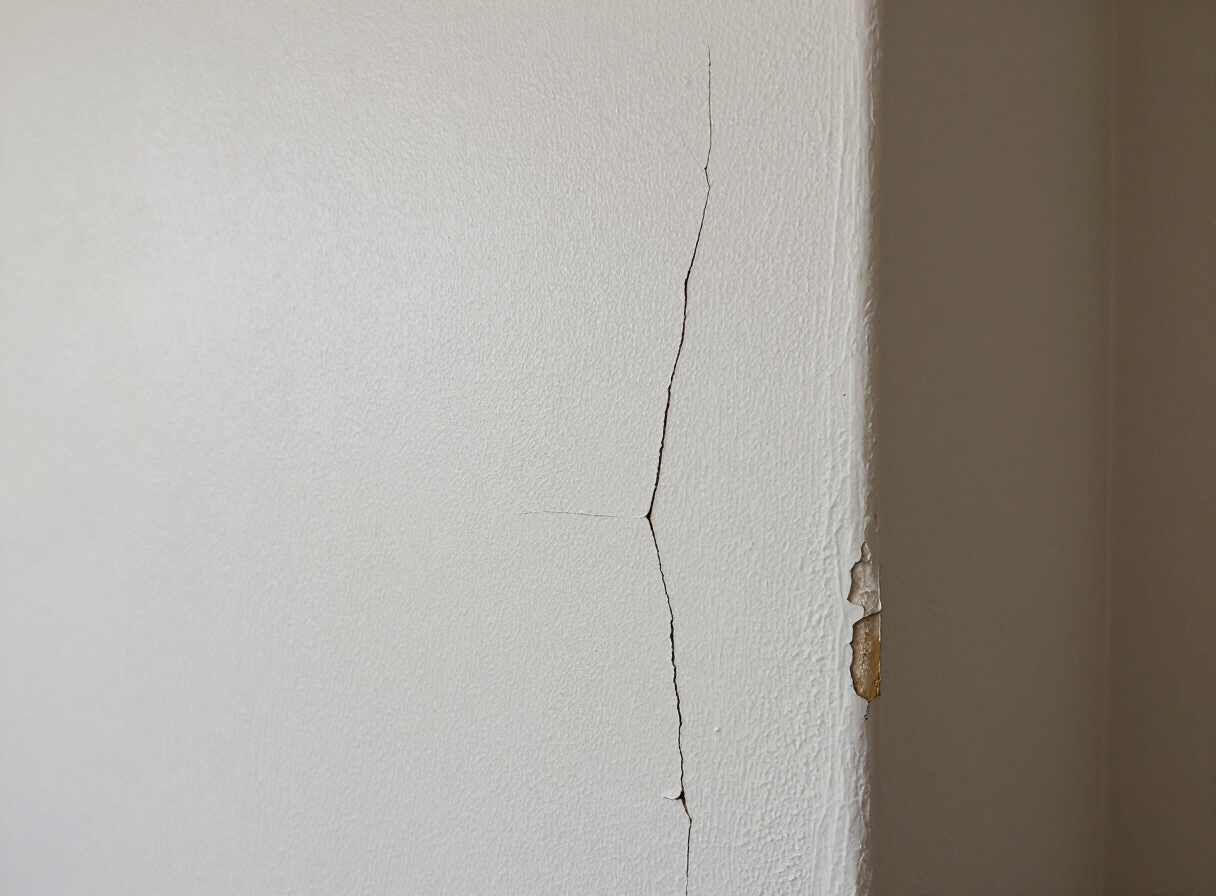 Plaster wall crack in an older Union City NJ apartment before repair