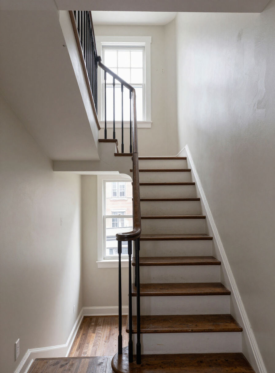 Wood-Ridge Townhouse Stairwell & Interior Refresh Stairwell before