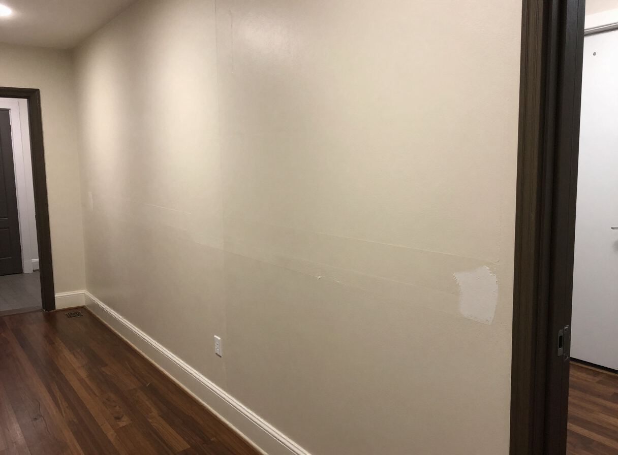 Repaired and repainted hallway wall in a West New York NJ multifamily building after repair
