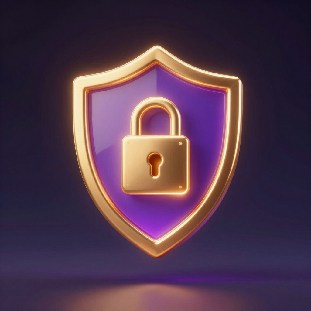Glowing shield representing ROYAL123 account security and data privacy protection