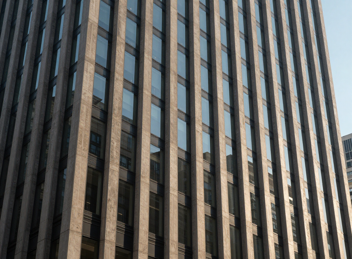 Modern commercial architecture with glass and concrete facade