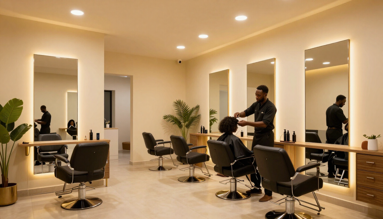 Intérieur du salon Chez Sarah Coiffure à Brazzaville