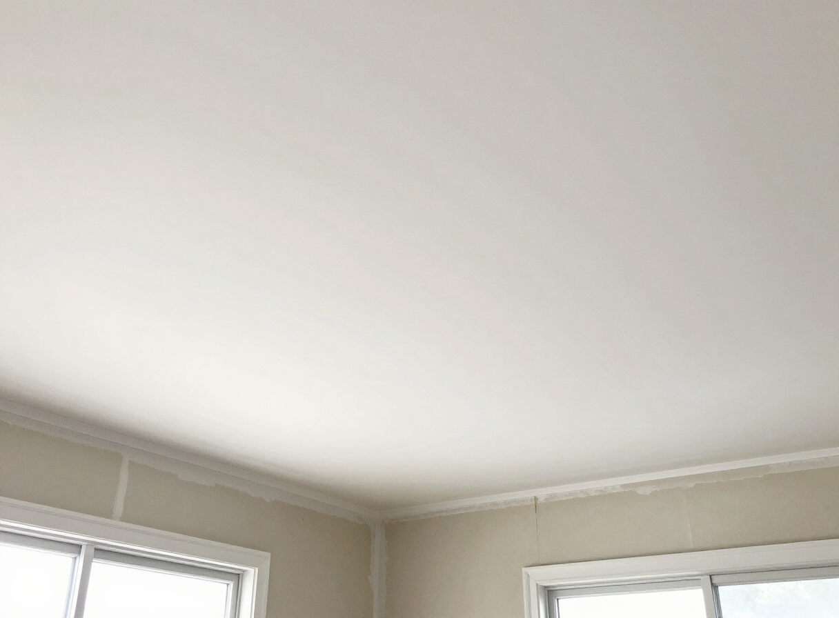 Repaired water-damaged ceiling in a Hoboken NJ condo after drywall replacement and repainting
