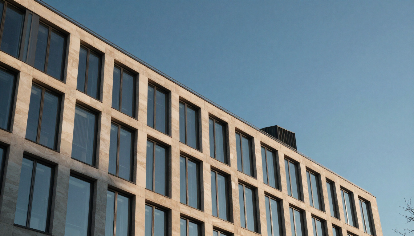 Fassade eines modernen Bürogebäudes in Frankfurt am Main