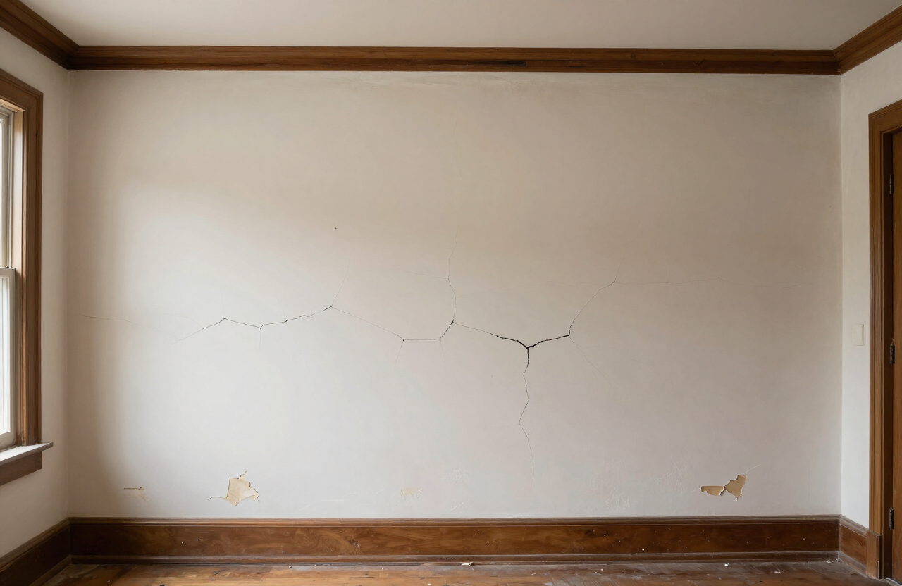 Older Weehawken NJ home interior with cracked plaster walls before repair