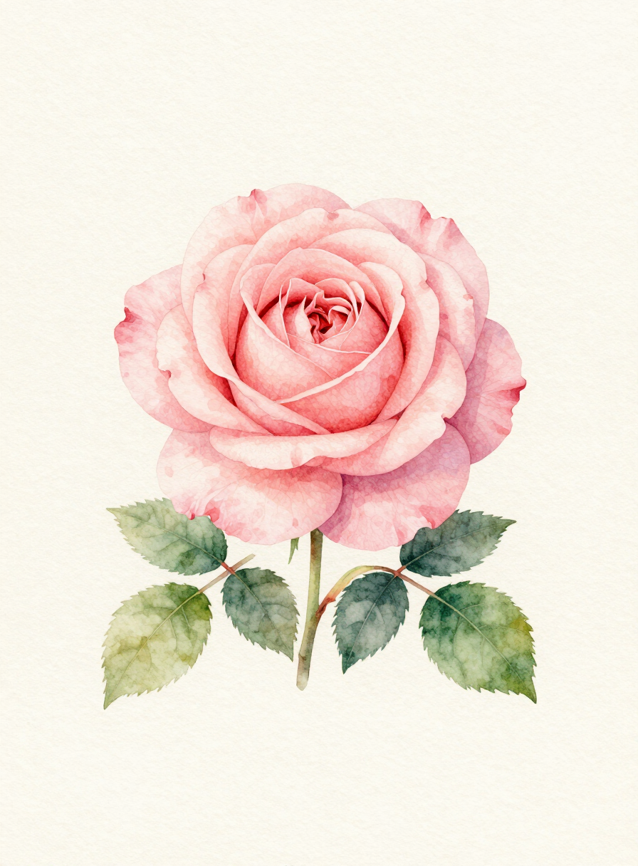 Watercolor painting of a blush pink Rose