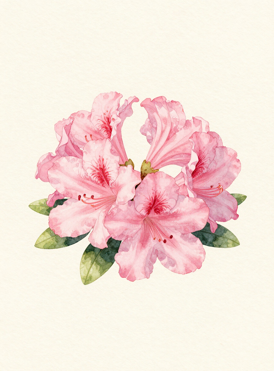Watercolor painting of a blush Azalea