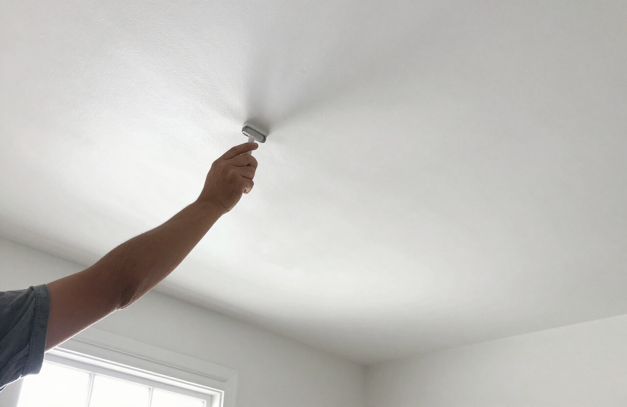 Ceiling after stain-blocking primer and paint in a Lodi NJ home