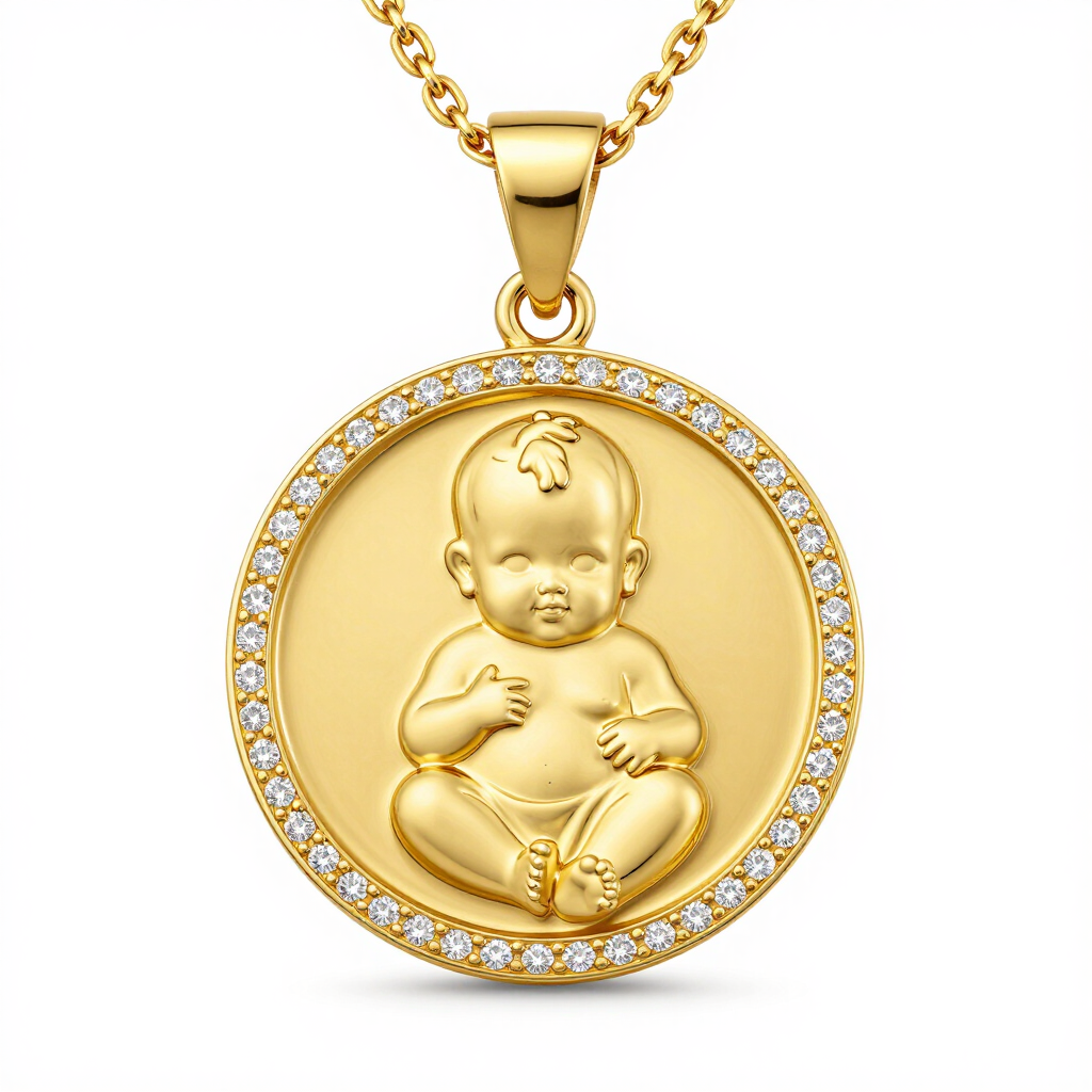 10K Yellow Gold Baby Jesus Necklace