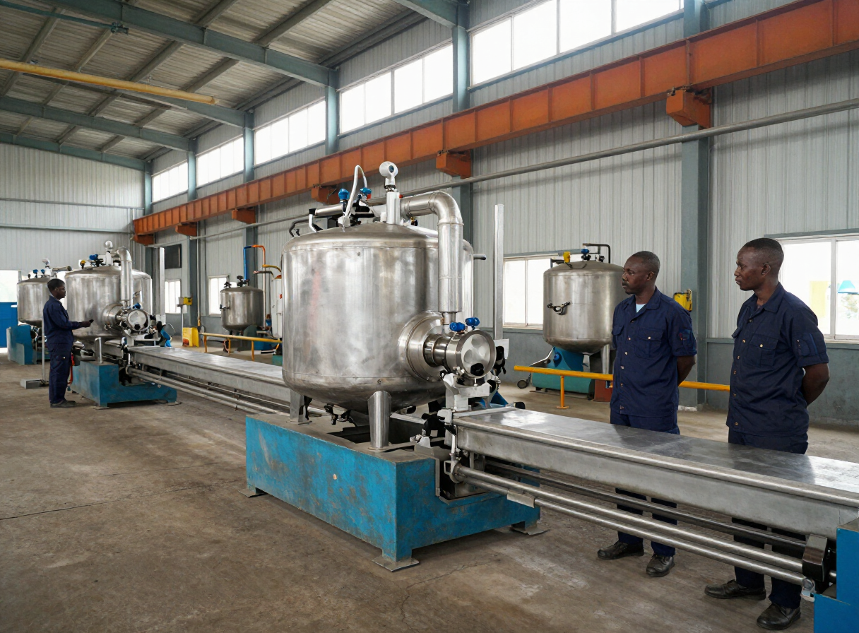 Ligne de production dans une PMI au Cameroun