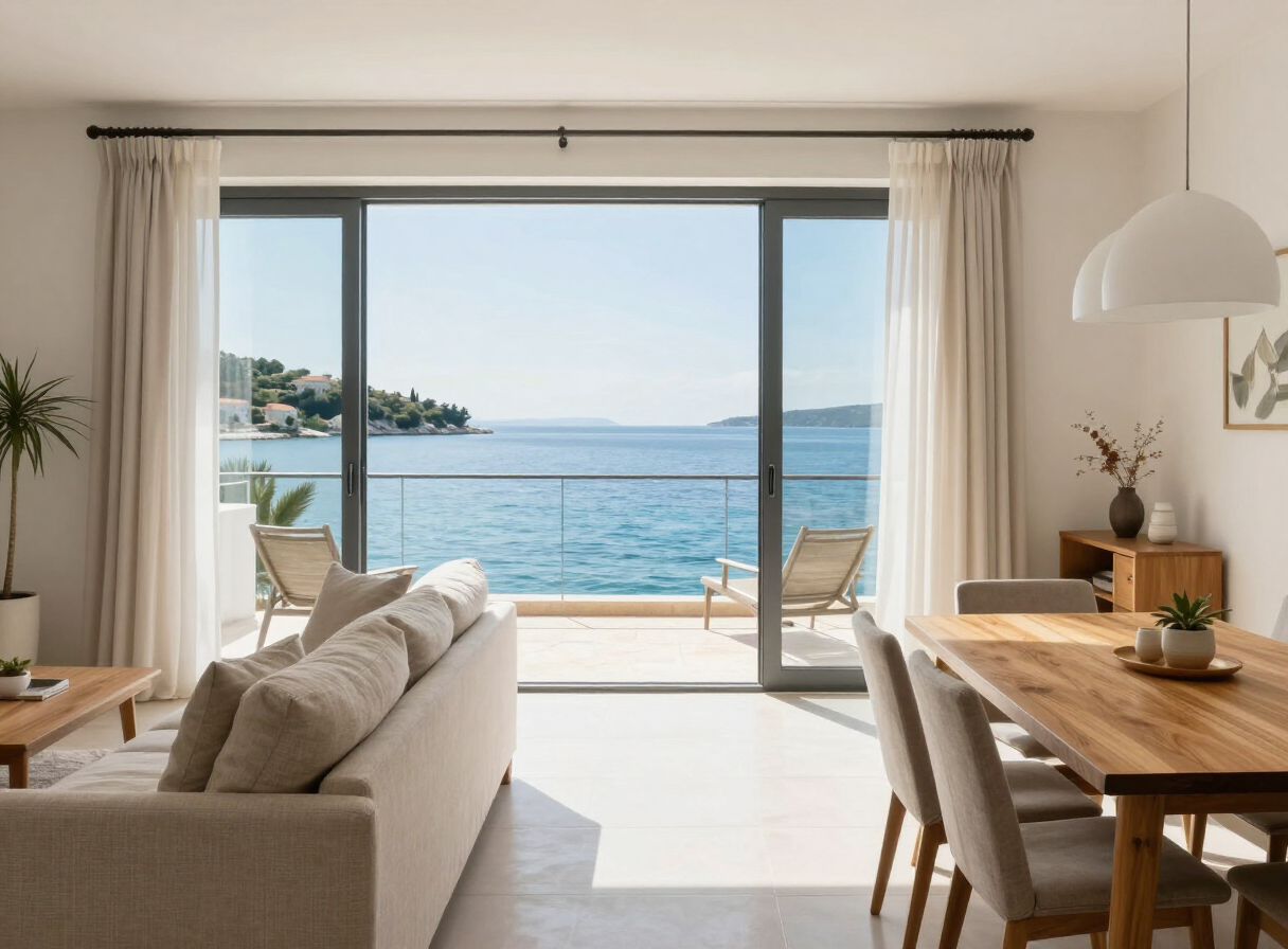 Svijetao apartman za odmor s pogledom na Jadran